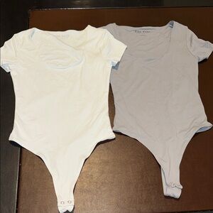 Pink Rose Short Sleeve Bodysuit Set - White & Light Gray